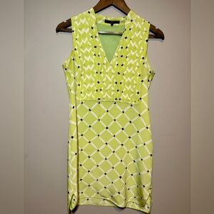 Tibi Sleeveless Silk Green and White Color Shift Dress Size 2